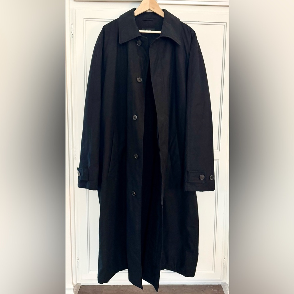 Boss Classic Fit Coat in Cotton & Wool/Poly/Cashmere Lining - Black